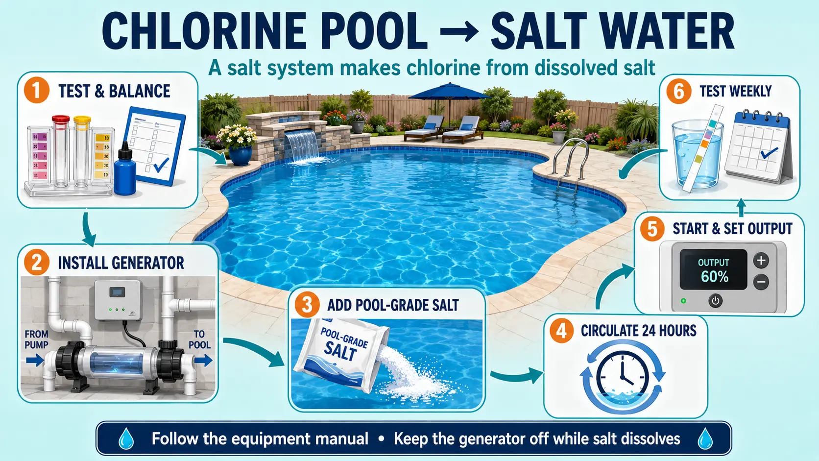 How to convert a chlorine pool to a salt water pool